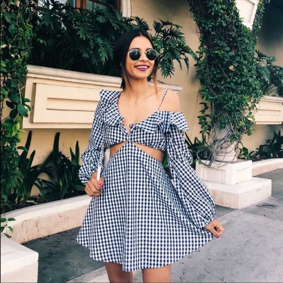 Lovers + Friends Dresses & Skirts - Lovers + Friends Gingham Check Asymmetrical Dress